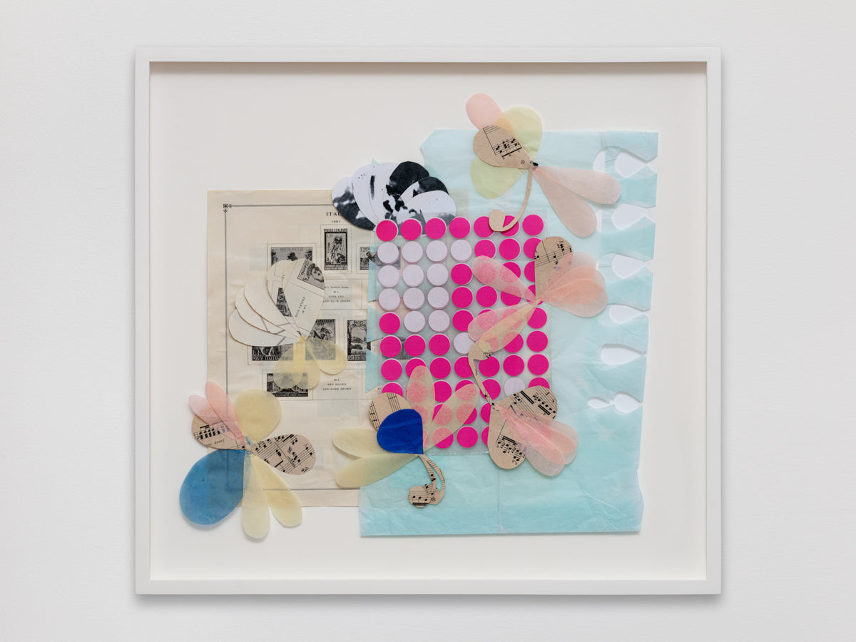 Framed collage artwork by Lotte Andersen